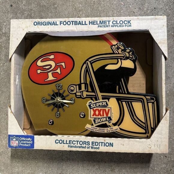 SAN FRANCISCO 49ERS SUPER BOWL XXIV 1989 WALL CLOCK NEW WOOD TERRY BRADSHAW - Picture 1 of 7